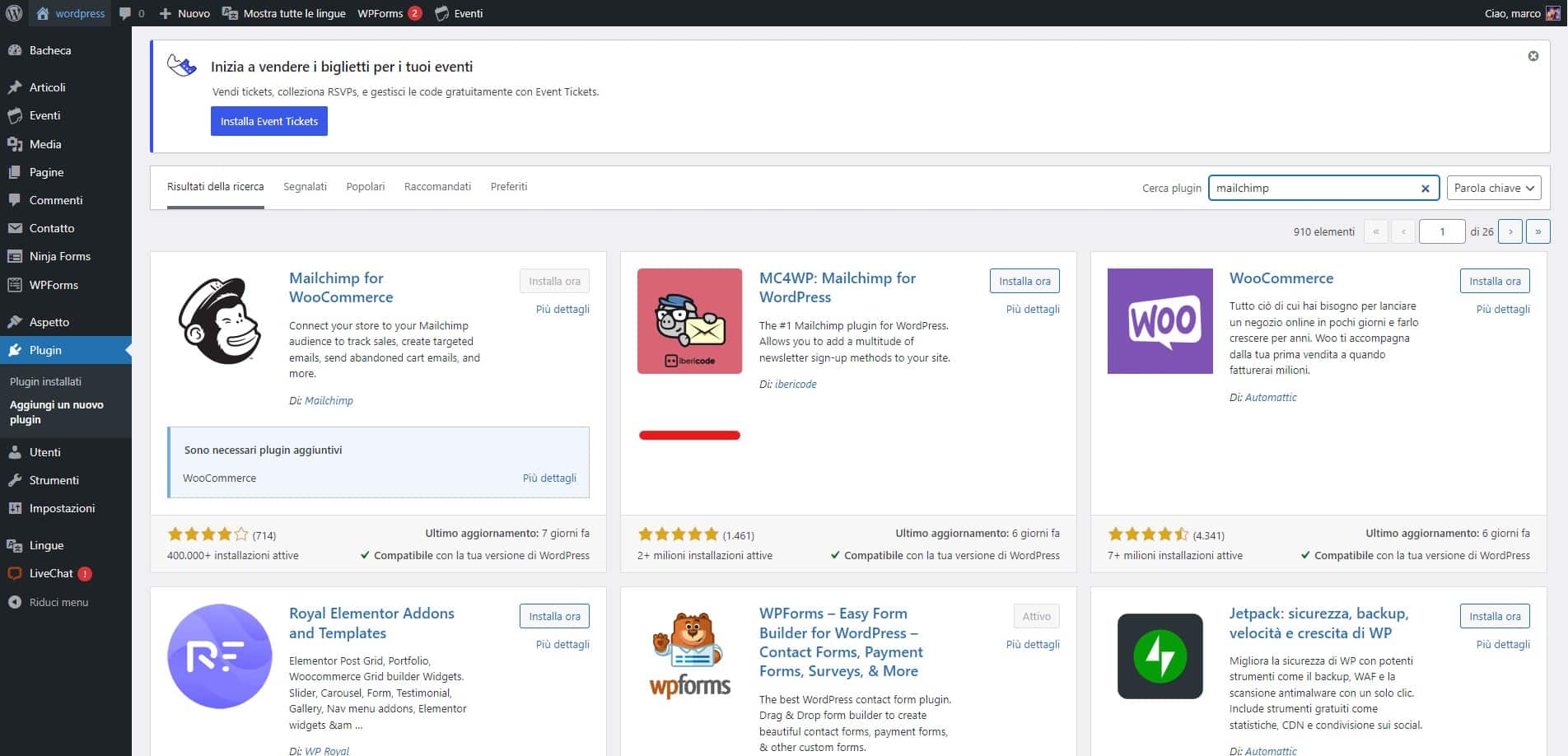 Come Creare una Newsletter efficace con WordPress 1 screen plugin newsletter mailchimp