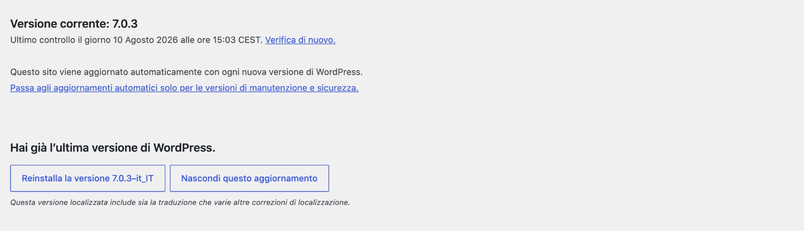 Come Risolvere un Errore Critico WordPress: Guida Passo-Passo per Principianti 8 sezione aggiornamenti wordpress